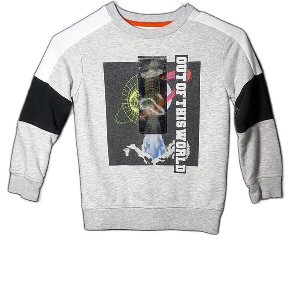 365 Kids Size 6 Graphic Graphic Lightweight Sweatshirt Rocket Out of the World - Picture 1 of 9